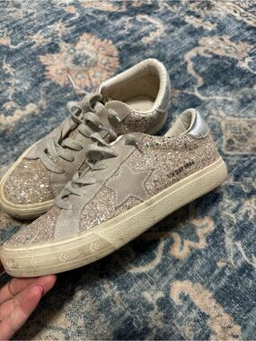 Vintage Havana Glitter Star Lace-Up Sneakers - Silver Sparkle